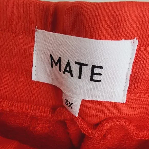 NWT Mate The Label Organic Cotton Classic Terry Jogger Cherry Red Pant